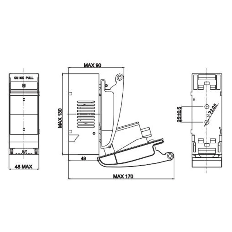 GRL DC Power NH Fuse Switch Disconnector DNH9 Series 1P 2p 3p DC SWITCH Dc Solar Disconnect Fused Switch