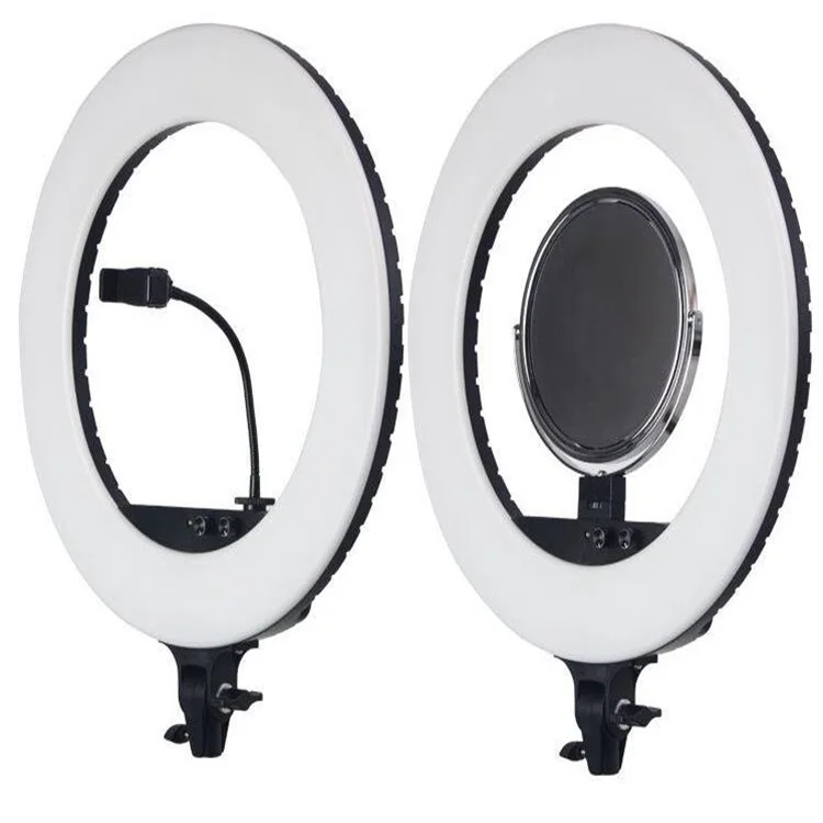 LF-R480C 18'' Led pink Ring Light Photographic Lighting 3200-5800K 100W Ring Lamp Tripod & Mirror for Phone Camera Video