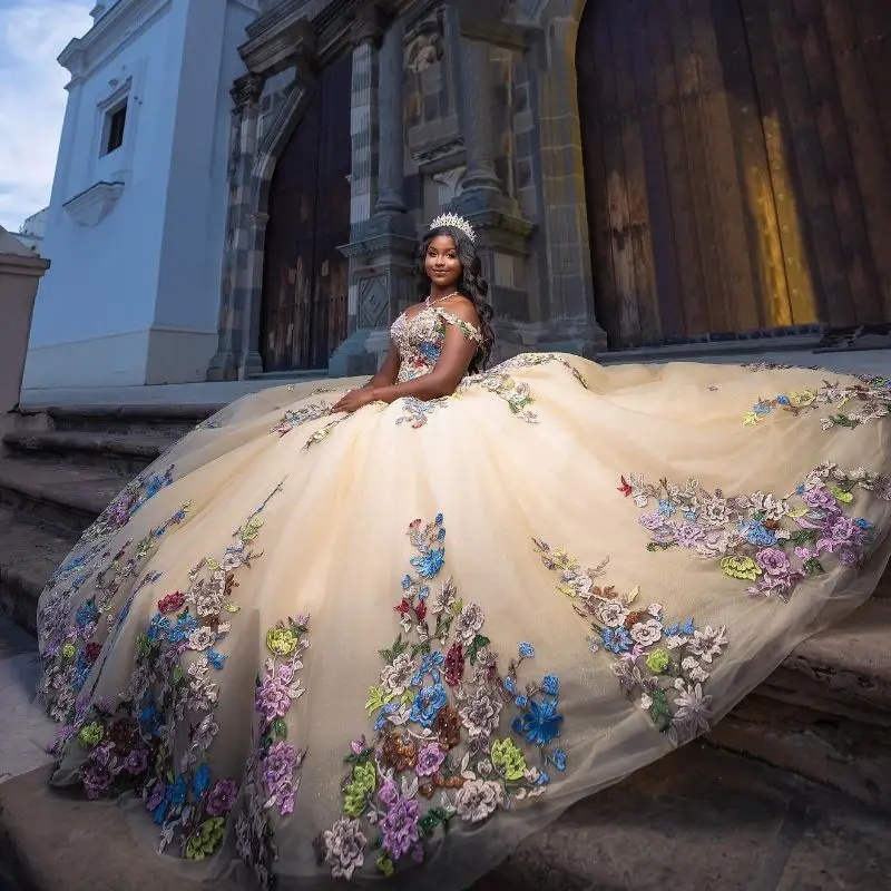 Mumuleo Champagne Shiny Sweetheart Quinceanera Ball Dresses Appliques Lace  Beads Graduation Party Gown Vestidos De 15| Alibaba.com