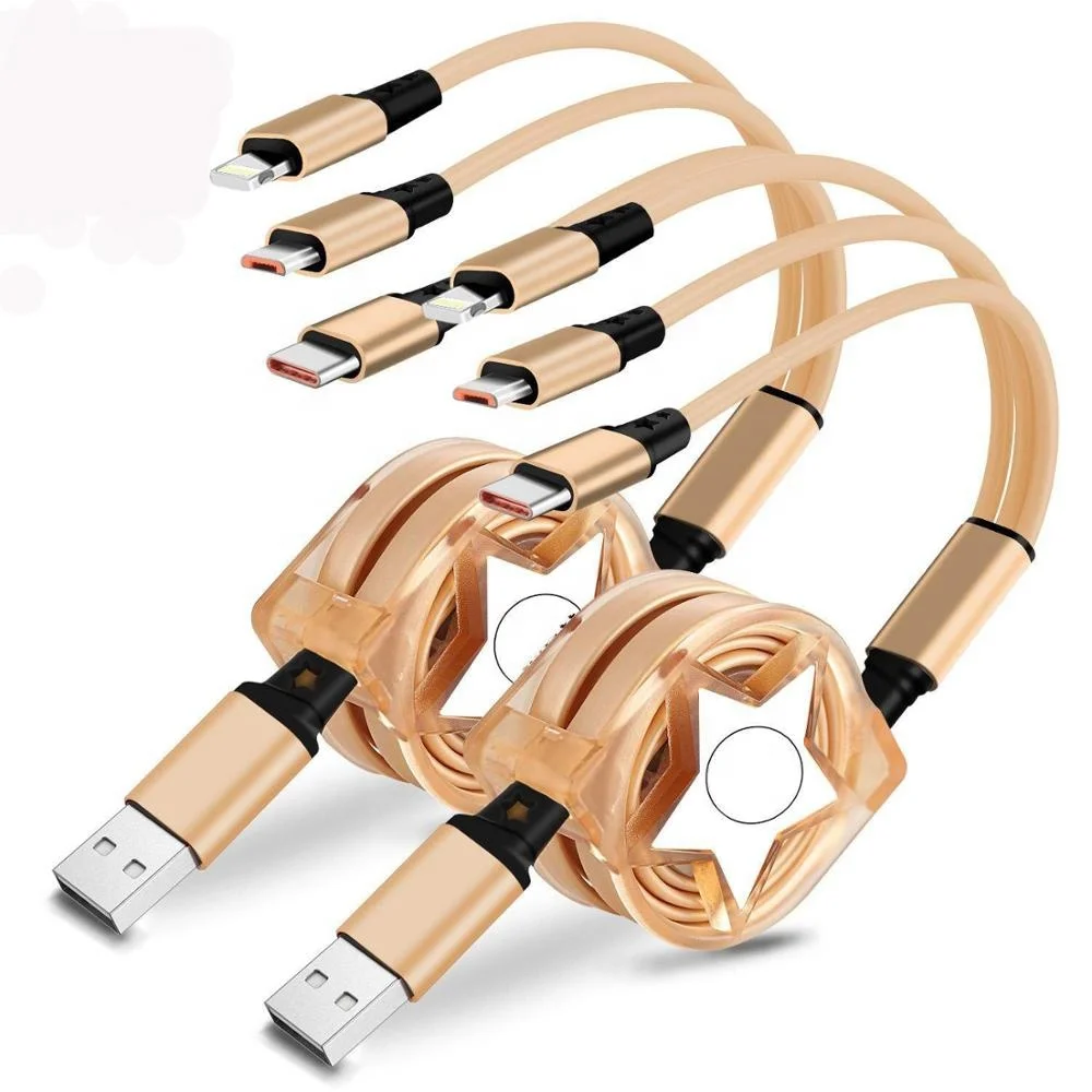 
 Лидер продаж Amazon, быстрая зарядка 2,4 А, 3 в 1, Выдвижной USB-кабель для передачи данных, зарядный кабель для Type-C Micro для android, iPhone  