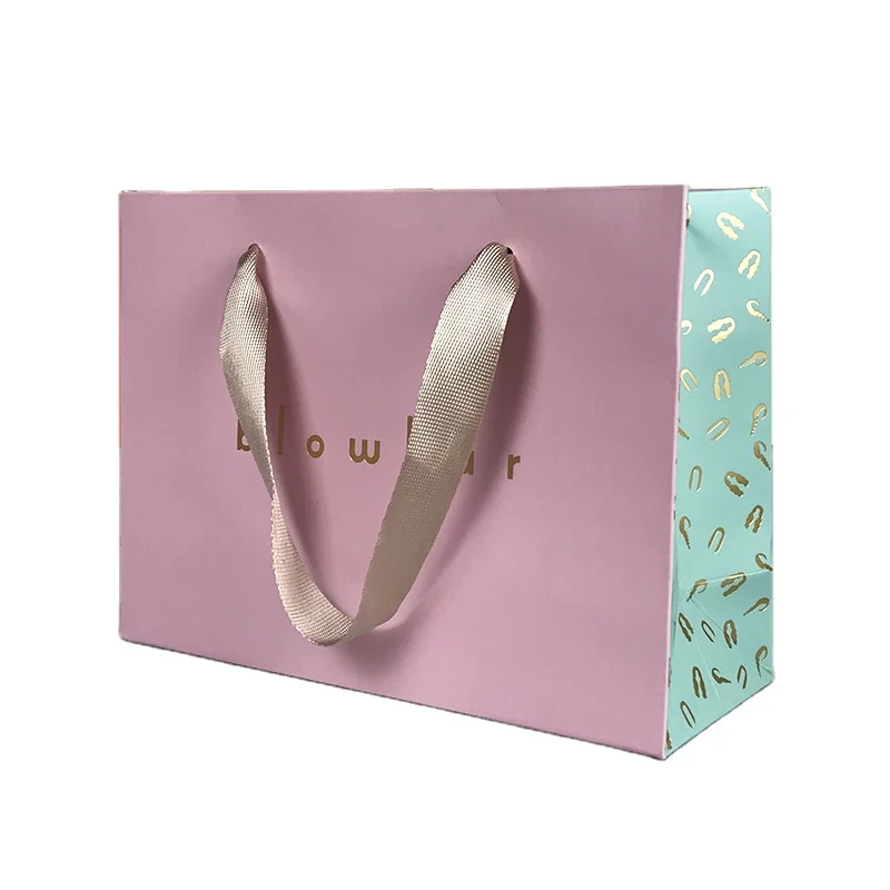 Personalized Elegance: Custom Logo Pink Paper Gift Bags - Luxury Carry Bag for Gifts with Custom Printing