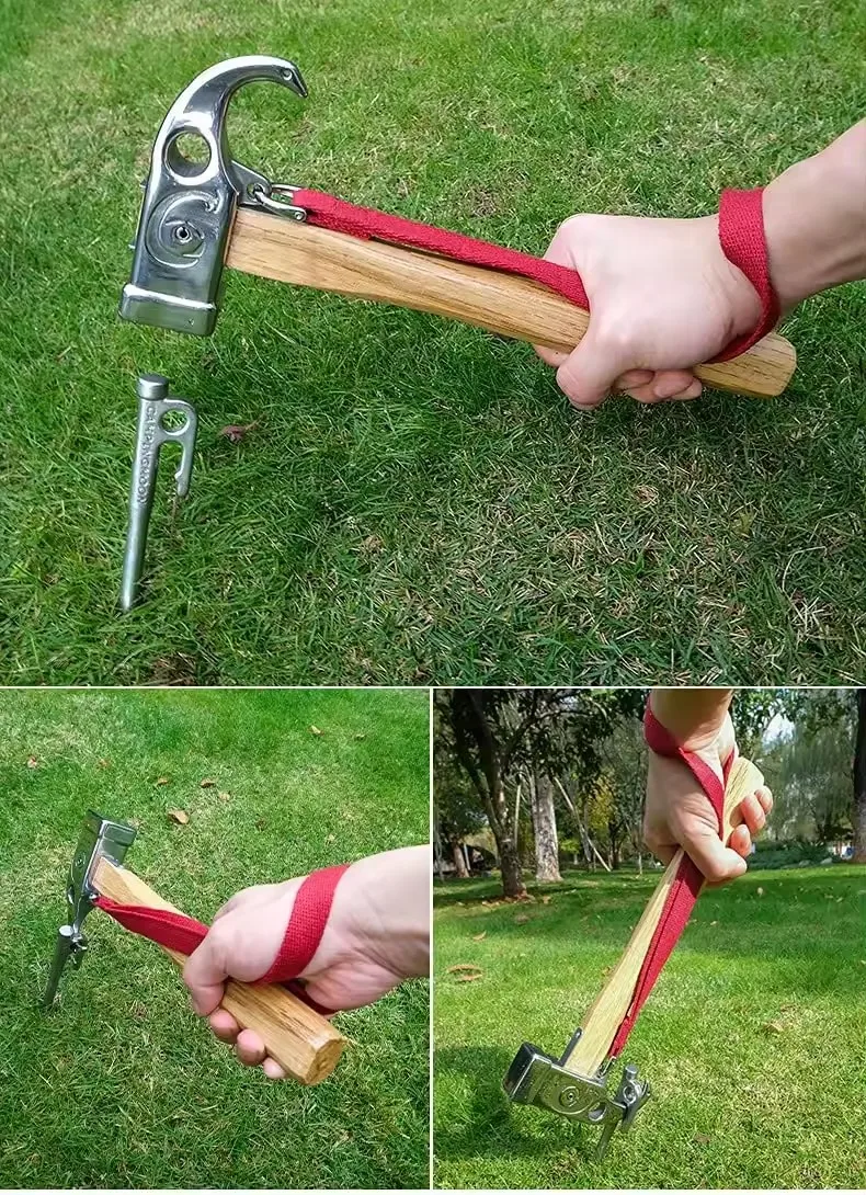 Martello Da Campeggio 16OZ Con Estrattore - Per Picchetti Tenda | Manico Antiscivolo E Cinturino - Foto 9