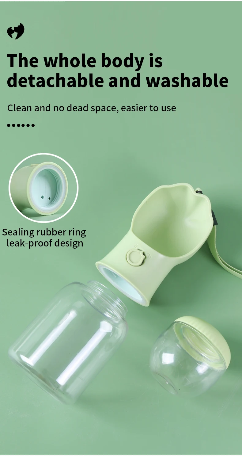 product portable dual chamber dog water food cup hanging design outdoor walking travel pet water bottle for small puppy-5