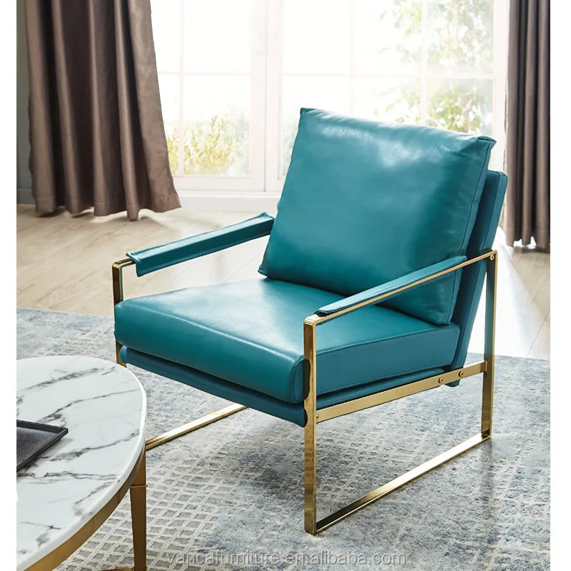 Light Luxury Metal Leg Single Sofa Chair for Modern Living