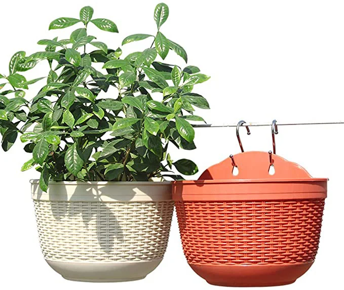 Пластиковые настенные горшки для растений полукруглые держатели с крючками забора балкона или