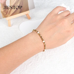 Vintage Stainless Steel 18k Gold Filled With Colorful Beads Bracelets Trending Jewelry Gift for Women