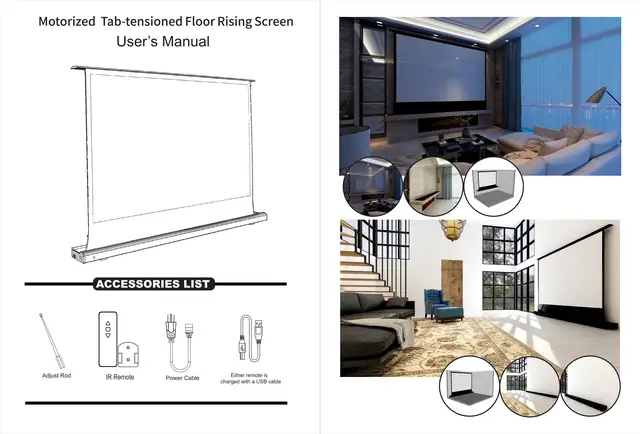 Pantalla de proyector de 72-135 pulgadas, pantalla de proyección de suelo  motorizado, micro-perforado, transparente, acústica, enrollable - AliExpress