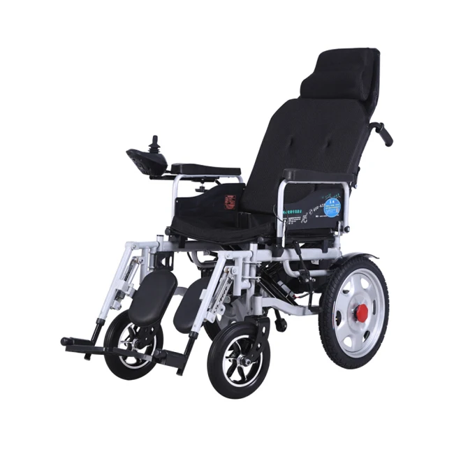 2023 새로운 뜨거운 판매 저렴한 접이식 휴대용 전동 휠체어 높은 등받이 접이식 리클라이닝 휠체어