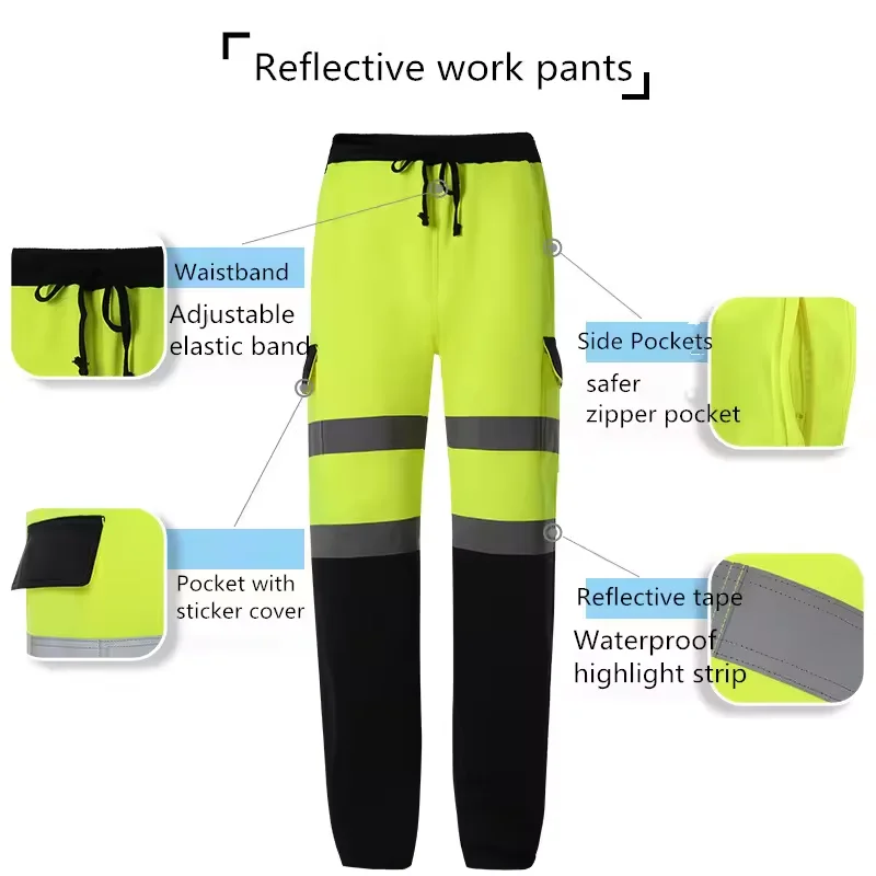 Custom logo multi-pockets reflective winter safety work pants Construction work warm reflective pant