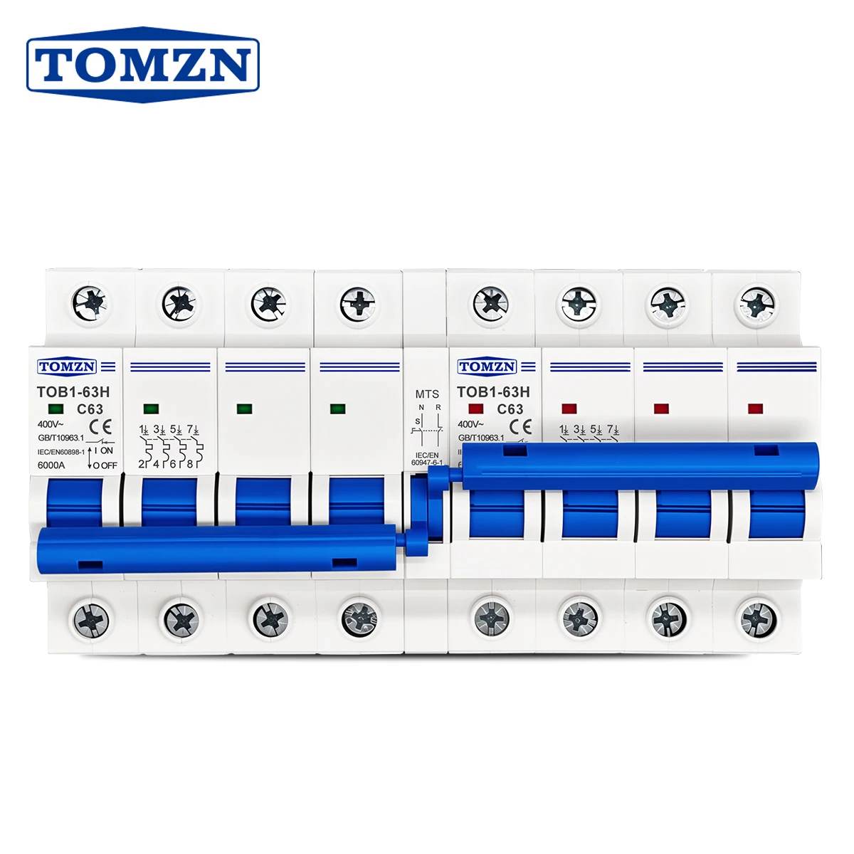 TOMZN 4P Plus 4P MTS AC Dual Power Manual Transfer Switch Circuit Breaker MCB 50HZ/60HZ 3 Phase