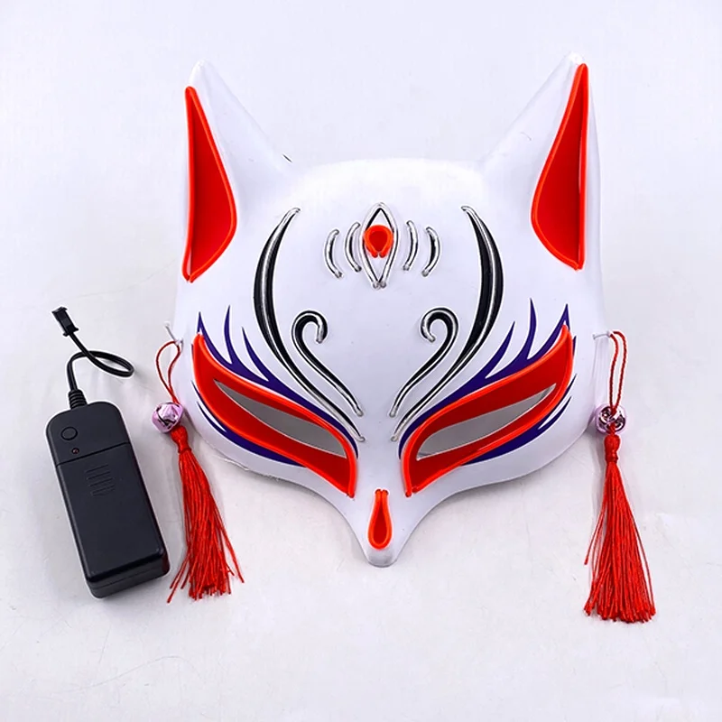 Girl Women's Masquerade Party Light Up Fox Masks LED Luminous Upper Face Mask Glow In The Dark Cosplay Neon Ball Mask Supplies_voghion.com
