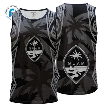 PURE Cheap Price Wholesale High Quality Men Singlets blank gym GUAM stringer singlet wholesale with mesh
