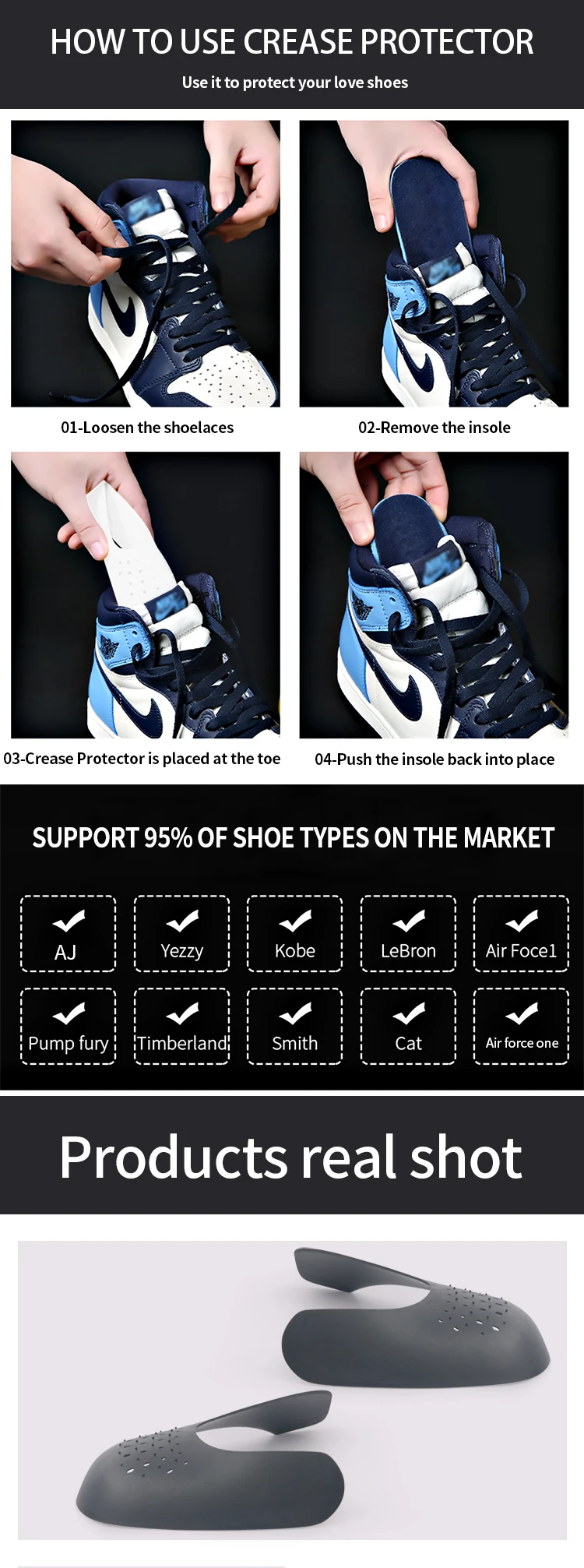 Joghn Improve Folds Prevent Front Creases Against Shoe Creases Sneaker