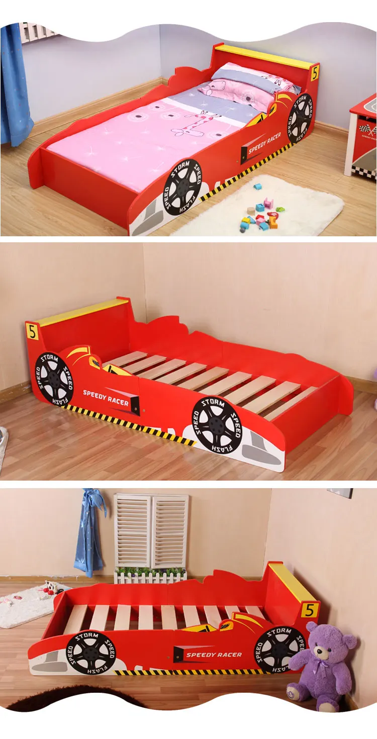 New Arrival Race Car Wooden Children Bed For Toddler 140x70cm Mattress