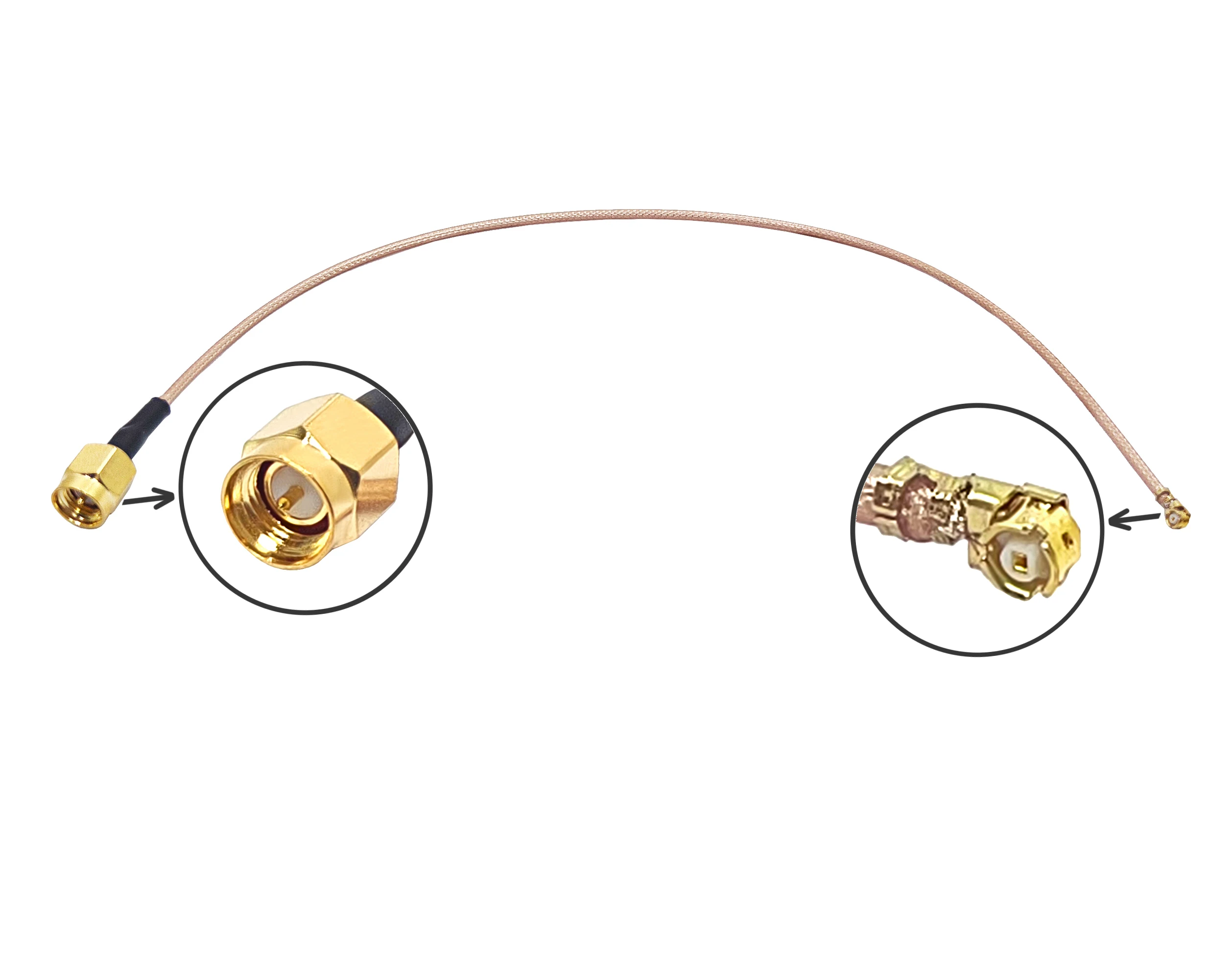 Kualiti Tinggi 15 CM RG178 Penyambung UFL ke Kabel Koaksial RF Lelaki SMA untuk Komunikasi