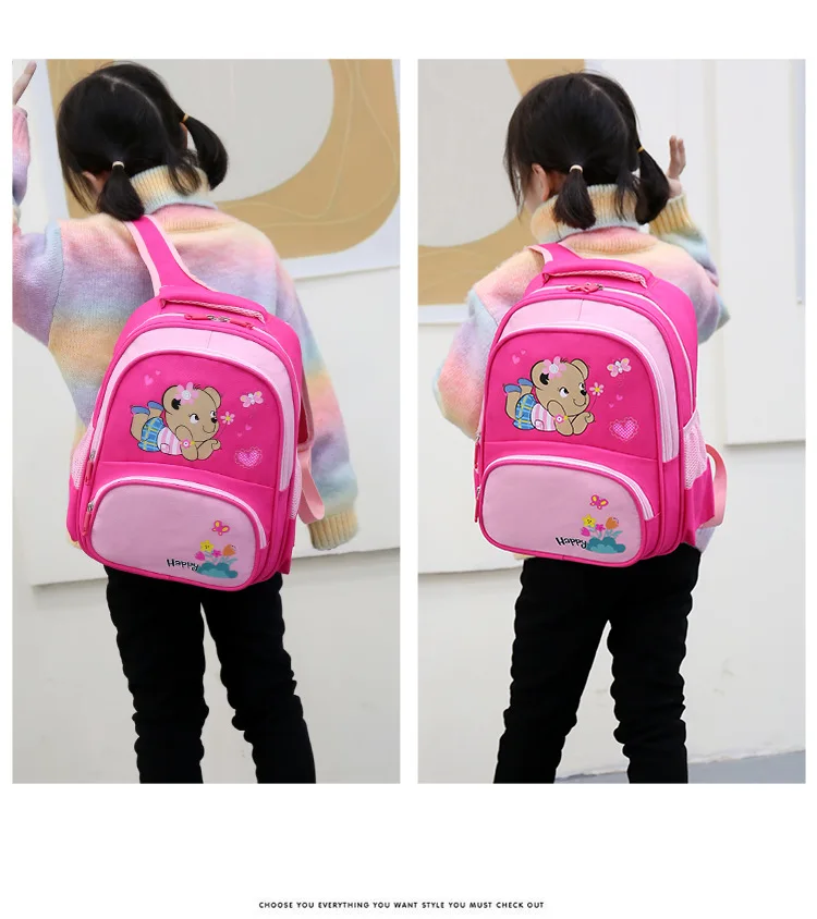 Children's Backpack Kindergarten Cartoon Cute Light Schoolbag Reflective Strip Safety Kids Bag Soft Waterproof Baby Bag