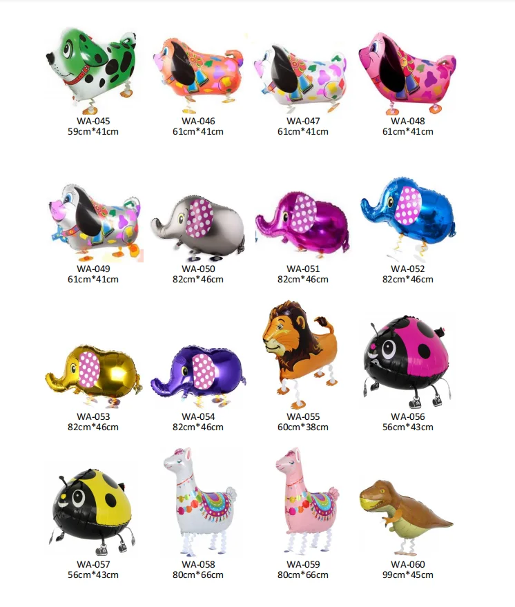Wholesale Cute Walking Animal Foil Balloons Helium Animal Balloons Safari Happy Birthday Gift