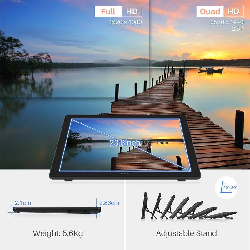 Huion Kamvas 24 Plus Support Mobile Phone Handwriting Input Digital Pen Drawing Graphic Tablet Monitor