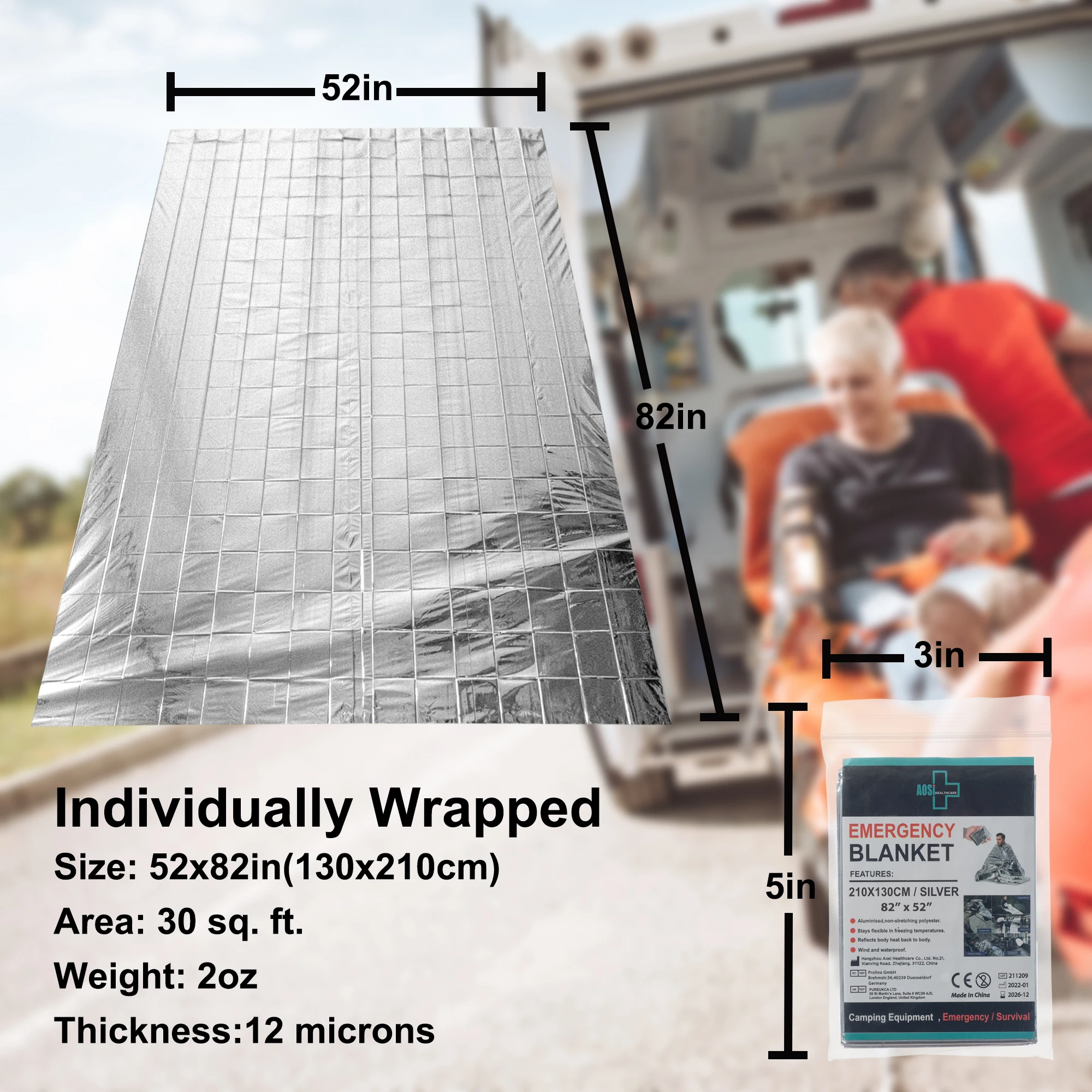 Aluminum Foil Emergency Rescue Blanket Silver Thermal Survival Blanket