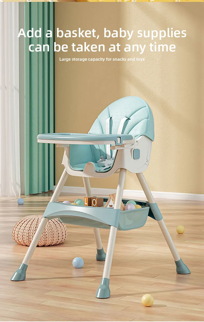 Chaise Haute Bébé Multifonction 6 Hauteurs Réglables – Pliable Avec Roulettes, Double Plateau & Ceinture 5 Points (Blanc)