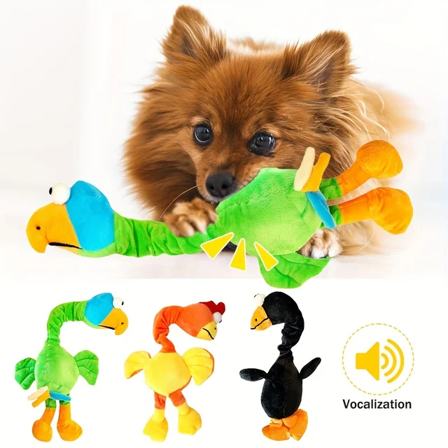 Bird Design Squeaky Plush Chew Toy for Dogs Interactive Pet Grinding Teeth Toy Supply