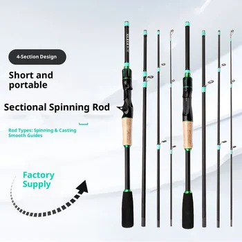 CHEERY 4 Section Carbon Fiber Lure Rod Action Adjustable Straight Handle Bass Fishing Rod Alloy Guides Baitcasting/Spinning – Rod – view 4