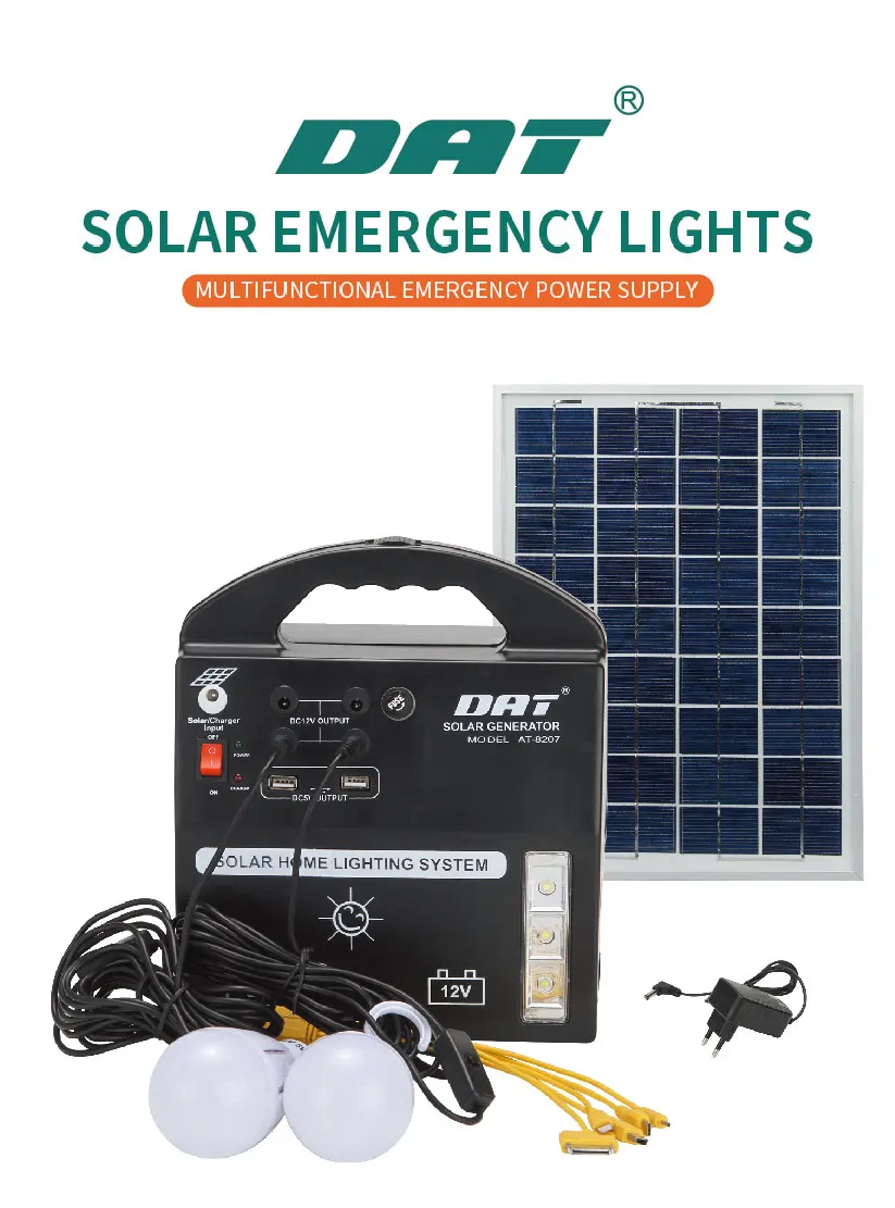 Emergency Solar Generator Lighting System Kit 12V 10W with Solar Panel USB Lamps 