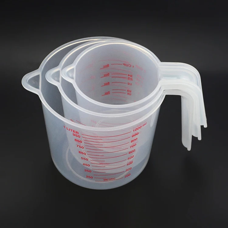 3pcs/set 250/500/1000ML Plastic Measuring Cup, Classic Transparent Liquid  Measuring Cup With Marker For Kitchen