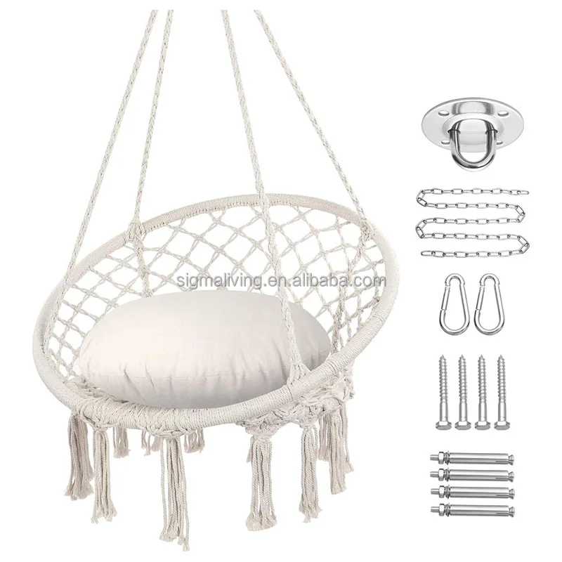 Hot sale hand made home decor round hanging swing portable outdoor swing hang chair