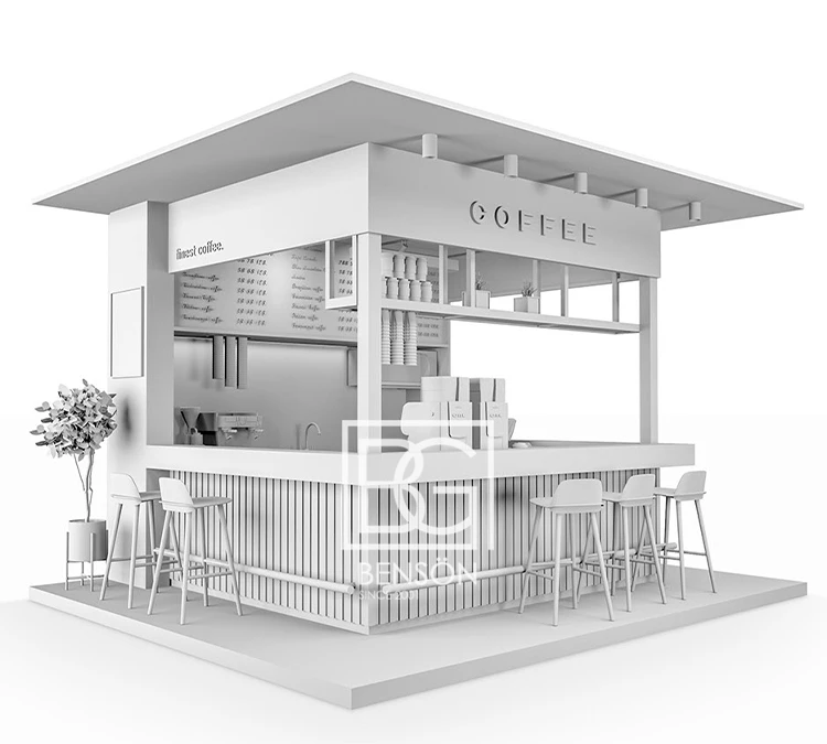 Solid Wooden Coffee Kiosk Design Drink Kiosk Work Station Best Selling