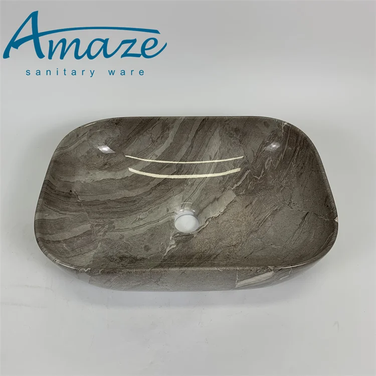 Modern style easy to clean glazed bathroom ceramic table top art lavabo grey hand wash basin