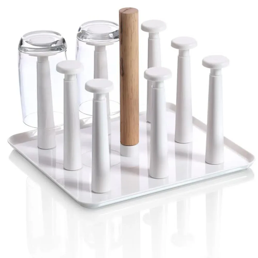 Creative Simple Plastic High Quality Kitchen Storage Tray Wall Mounted Single Tier Drip Cup Plate Holder European Style Durable