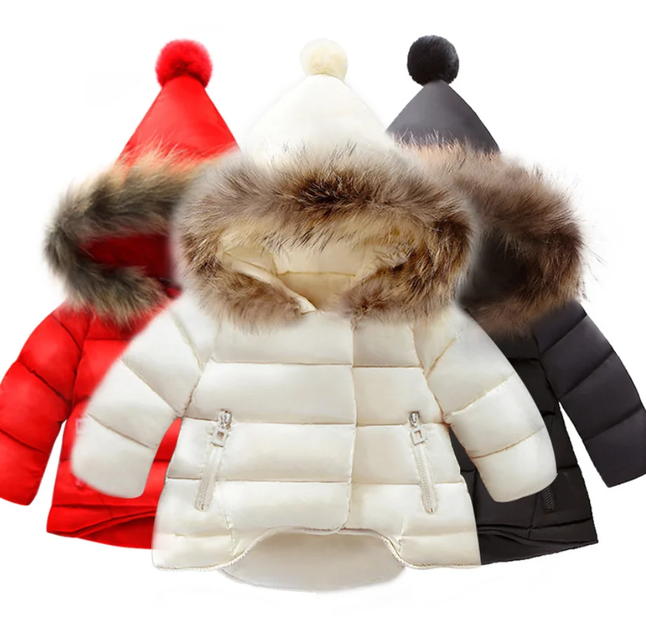 Filles Manteau d'hiver à capuche impression Outwear vestes longues En Daim Fermeture Éclair Chaud Kids 