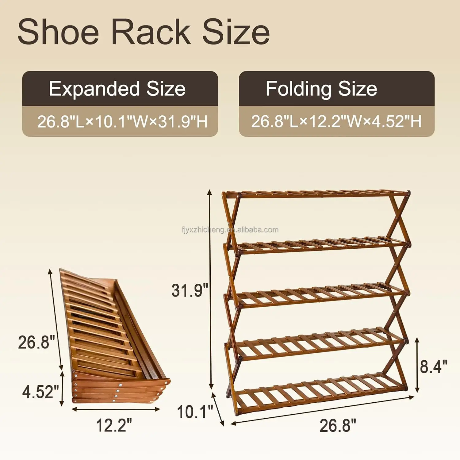 product bamboo foldable shoe rack 5 tier shoe storage organizer  folding shoe shelf for entryway bathroom  living room-1