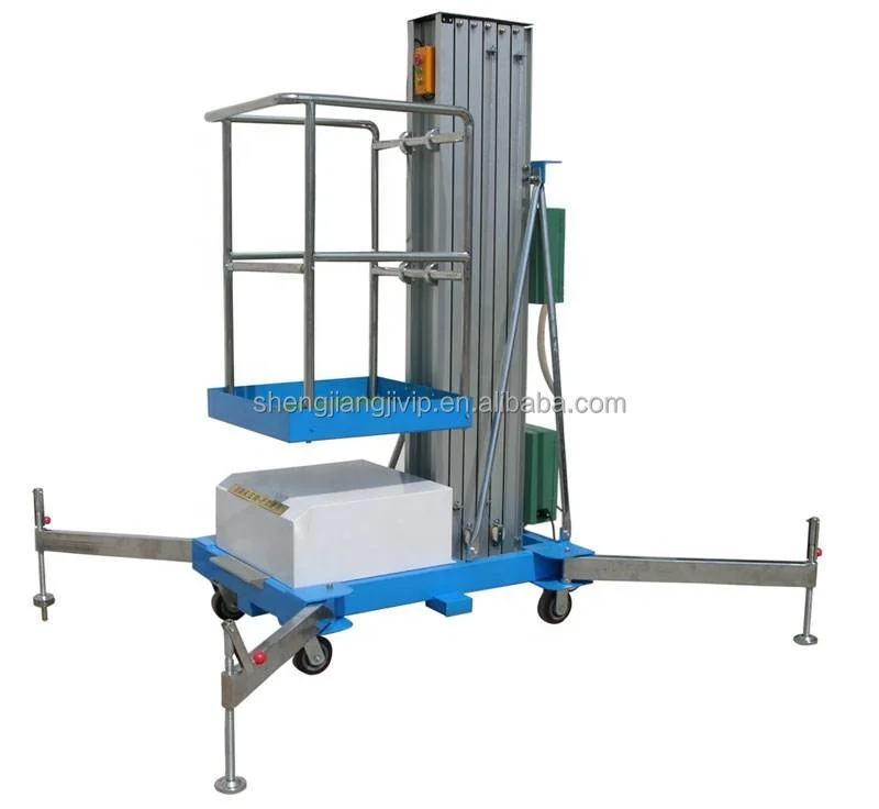 Vertical Manual Single Mast Aluminum Lift Hydraulic Portable One Man