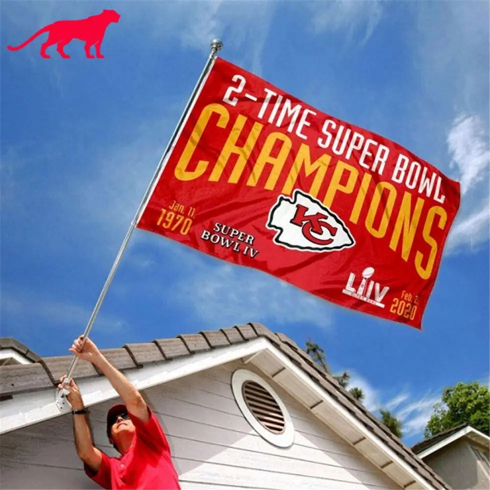 Kansas City Chiefs 3 Time Super Bowl Champions Pennant Banner Flag