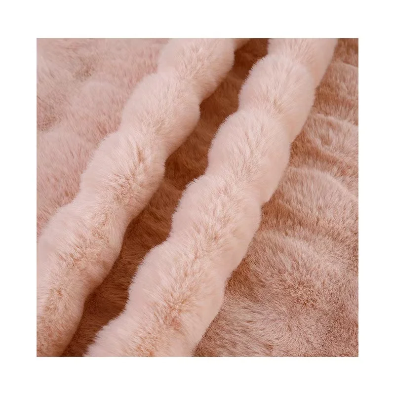 Wholesale Custom Solid Color Rabbit Bubbly Faux Fur Fabric Knitted Home Textile From Factory Supply