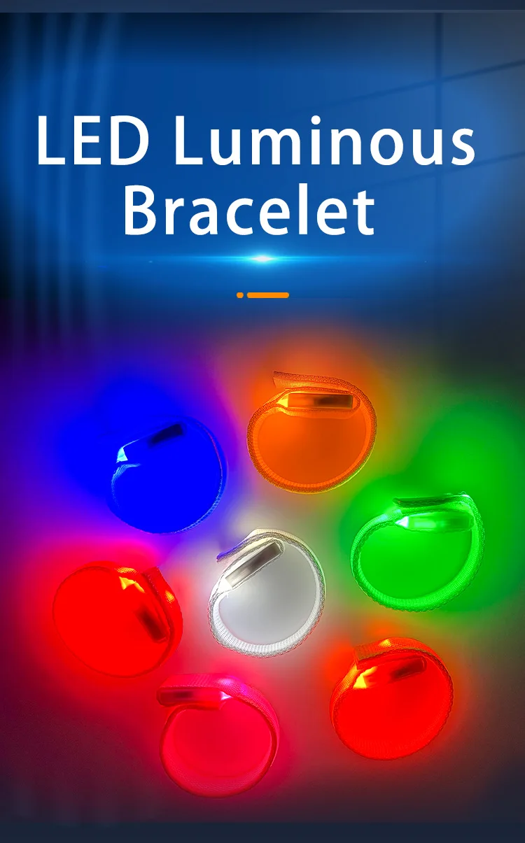 Seven colors in stock customizable patterns bracelet led bracelet concert rechargeable led light wristband