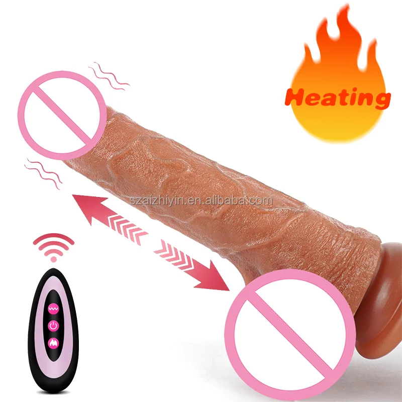 Realistic Women's Vibrator Dildo Sex Toy Pulsating Thrusting Features Automatic Updown Telescopic Real Skin Feeling Silicone