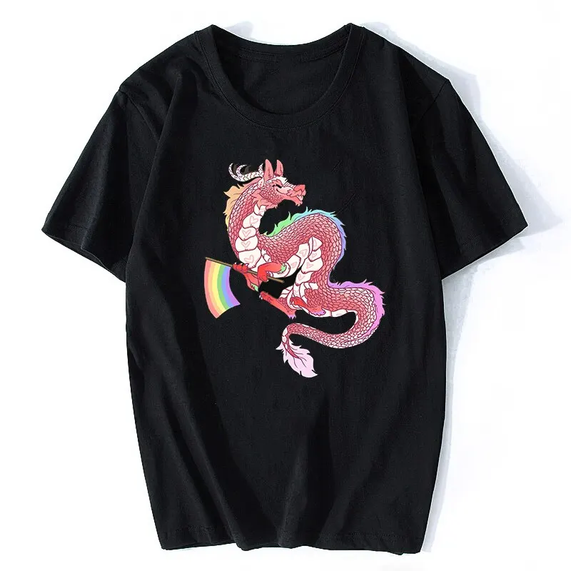 Wholesale Gay Pride Eastern Dragon Pastel Lgbt T Shirt Harajuku Streetwear Printed Men Black Love Tshirt Funny Aesthetic Cotton Buy T Shirt Clothing Wholesale Product On Alibaba Com