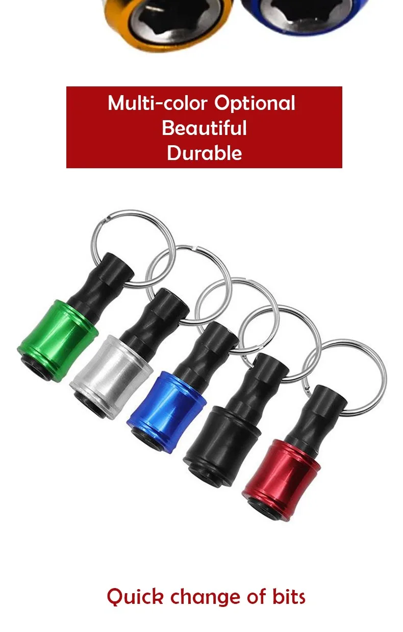 6pcs Quick Release Screwdriver Bits Holder Set With Keychain 1/4inch