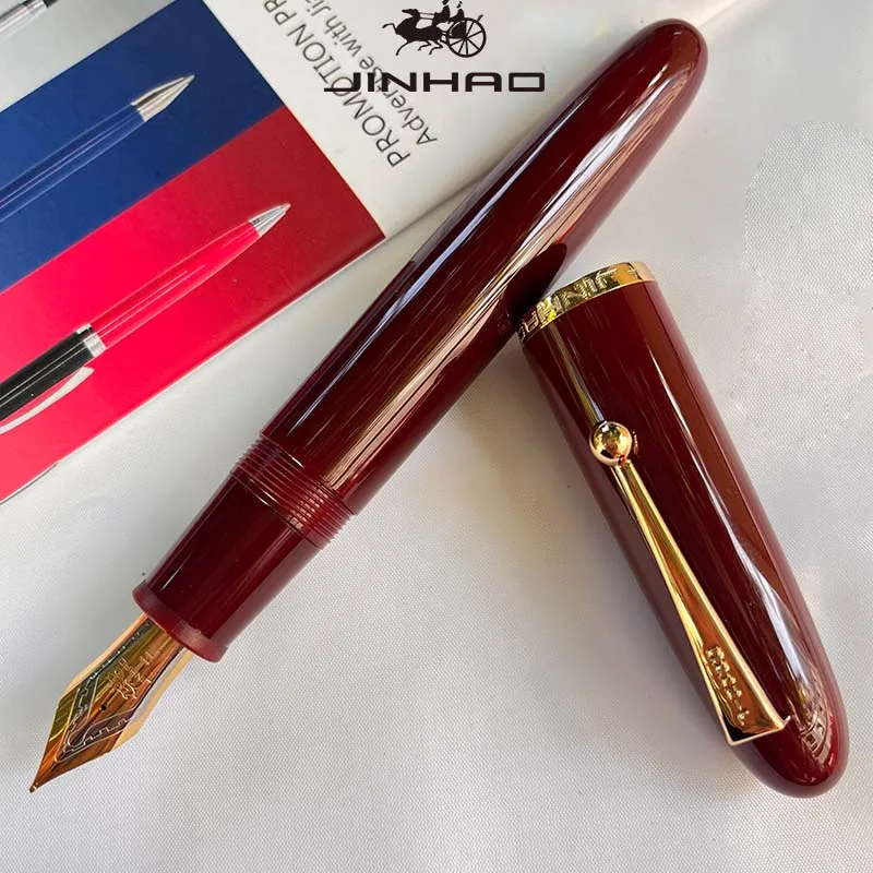 Jinhao 9019 - Set Da 3 Penne Stilografiche In Acrilico Trasparente, Punta Fine In Acciaio N.8, Con Convertitore A Vite Di Grande Capacità - Finiture Dorate - 4