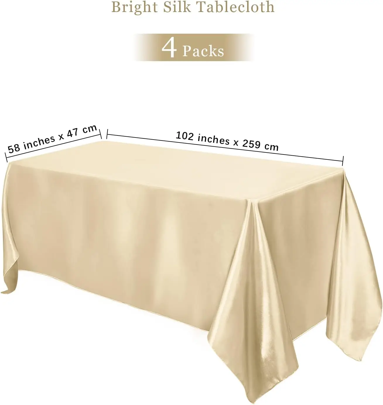 Overlay Satin Table Cover Rectangle Bright Silk Smooth Fabric Decoration for Wedding Tablecloth factory