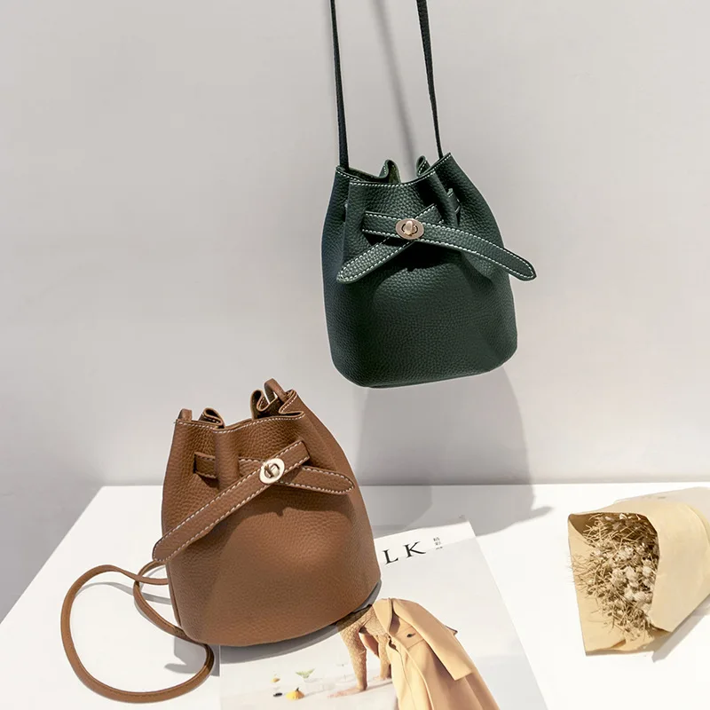Wholesale Women's Small All Seasons PU Leather Streetwear Shoulder Bag Crossbody Bag Bucket Bag