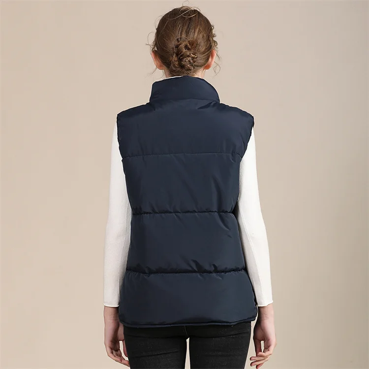 Wholesale New Design Fashion Womens Vest Jacket Plus Size Stand Collar Sleeveless Puffer Vest Jacket
