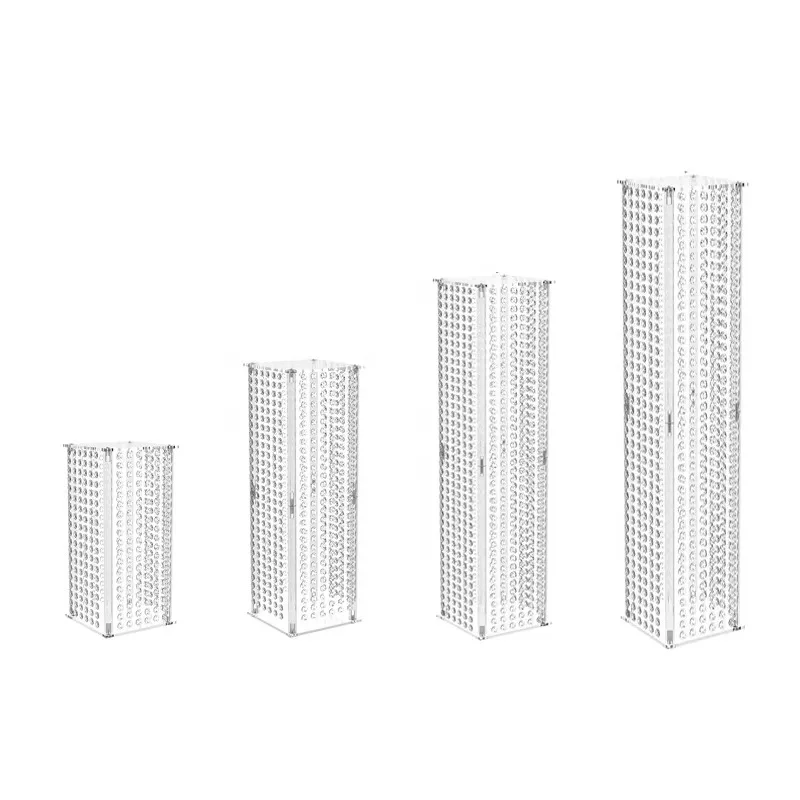 YAMAI Luxury High Quality 32in Plastic White Column Flower Vase Stand Crystals for Weddings Centerpieces 15.8 Inch Electricity - Image 2