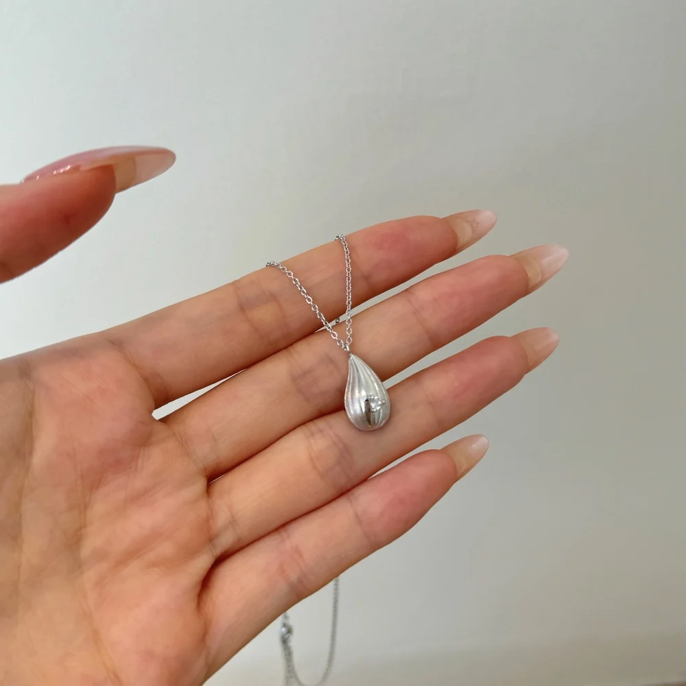 KAKODIY Reliable Jewelry Fashion 925 Sterling Silver Polished Surface 5A Cubic Zirconia Tear Shape Pendant Necklace for Women detail 8