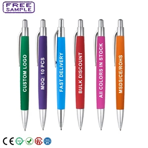 Promotional Plastic Multicolor Customized Rubber Blue Ballpoint Pen with Custom Logo for Stationery and School Supplies Office