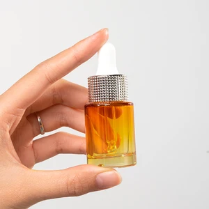 Exquisite Lovely Custom Orange 10ml Straight Round Serum Glass Bottle With Luxurious Dot Ring