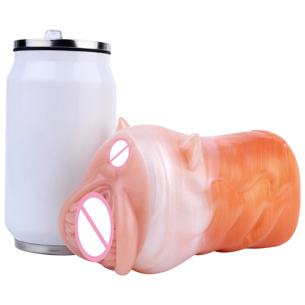 Silicone Male Masturbators with Dual Channel Sexy Doll for Men Penis Massage Animal Big Ass